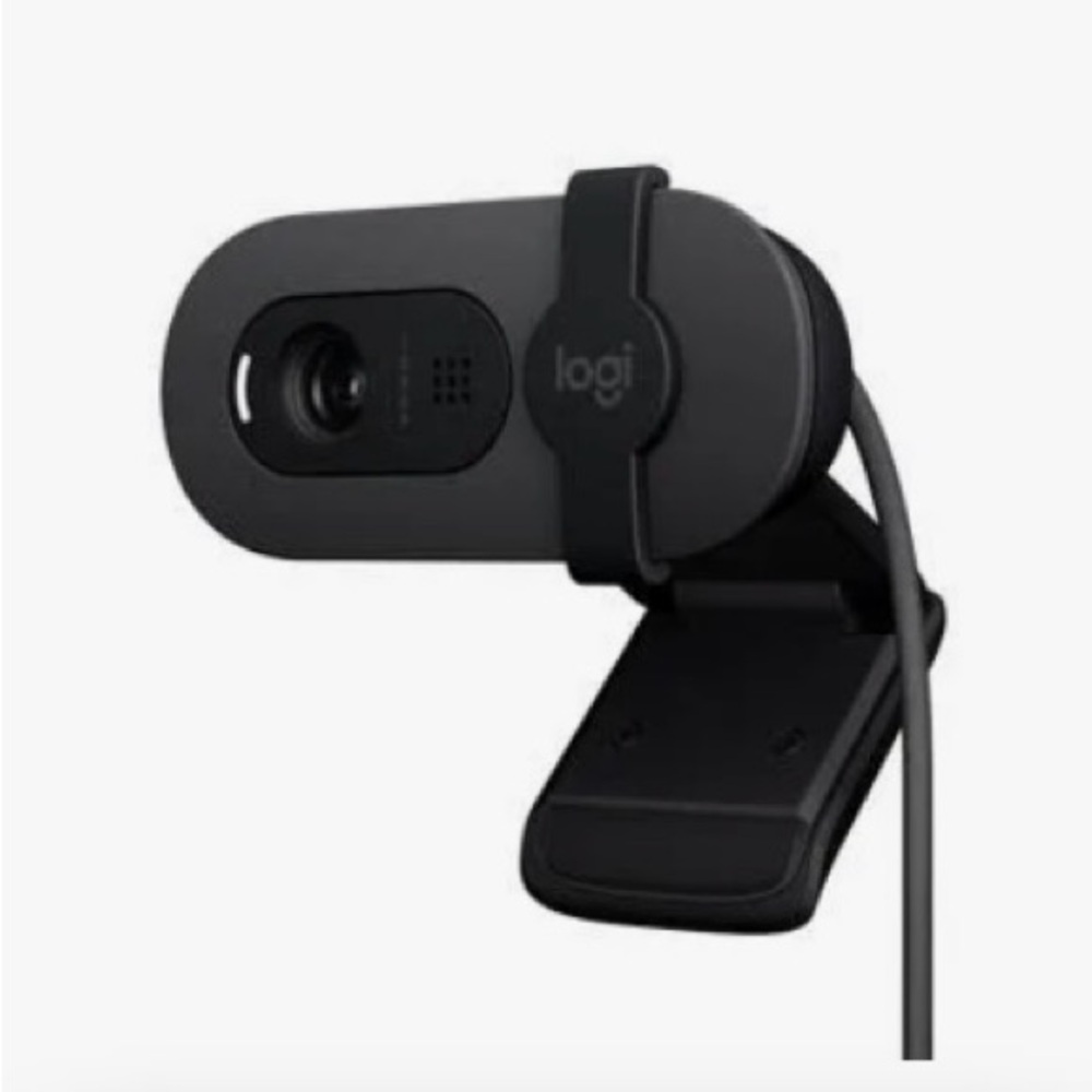 Logitech Black Webcam with Adjustable Clip and Privacy Shutter